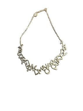ZAD Alphabet Letter Charm Statement Necklace Silver Tone